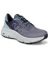 Ryka Premium Women's Devotion X Max Plus Lace Up Walking Sneakers In Flintstone Blue Mesh Fabric