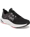 Ryka Premium Women's No Limit Lace Up Cross Training Sneakers In Black Mesh Fabric