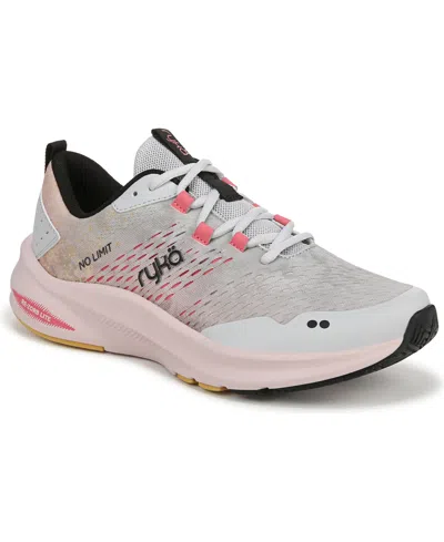 Ryka Premium Women's No Limit Lace Up Cross Training Sneakers In Vapor Grey Mesh Fabric