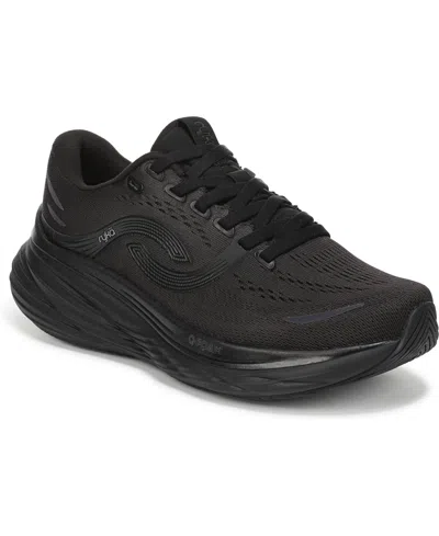 Ryka Premium Women's Windswift Lx Road Lace-up Sneakers In Black