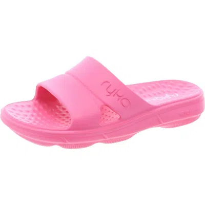 Ryka Restore Slide Womens Cushioned Insole Slip On Pool Slides In Pink