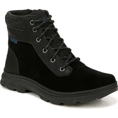 Ryka Women's Brunswick Water-resistant Booties In Black Suede,faux Leather