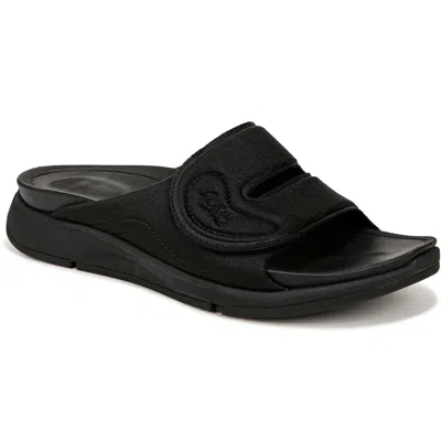 Ryka Tao Recovery Womens Satin Lightweight Slide Sandals In Black Fabric