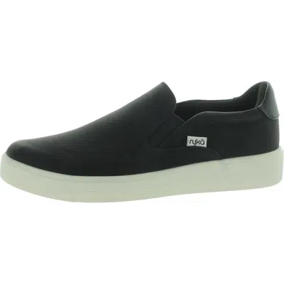 Ryka Viv Womens Padded Insole Faux Leather Slip-on Sneakers In Black