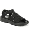 Ryka Women's Blissful Fisherman Sport Sandals In Black Stretch Fabric