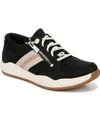 Ryka Women's Carefree-zip Slip On Court Sneakers In Black Fabric,faux Leather