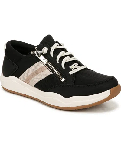 Ryka Women's Carefree-zip Slip On Court Sneakers In Black Fabric,faux Leather