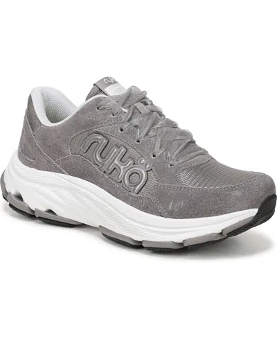 Ryka Women's Devotion X Max Classic Walking Sneakers In Grey Mesh,suede,faux Leather
