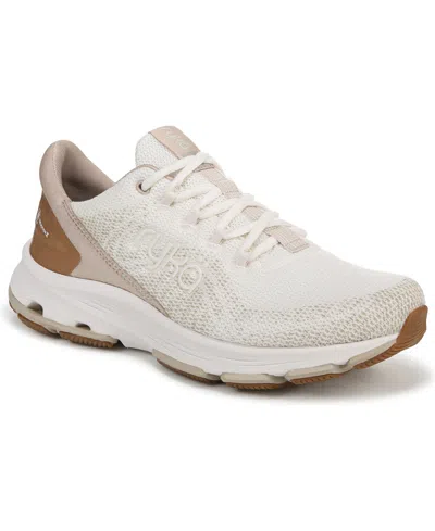 Ryka Women's Devotion X One Planet Lace Up Walking Trainers In Gardenia White Mesh Fabric