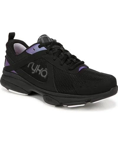 Ryka Women's Devotion Xt 3 Lace Up Training Sneakers In Black Leather,mesh