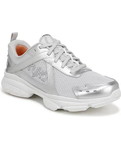 Ryka Women's Devotion Xt 3 Lace Up Training Sneakers In Oyster Grey Leather,mesh