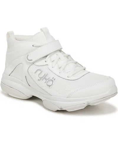 Ryka Devoxt Womens Logo Leather Running & Training Shoes In Brilliant White Fabric,faux Leather