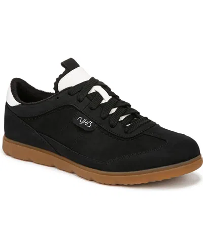 Ryka Women's Effortless Lace Up Court Sneakers In Black Faux Suede