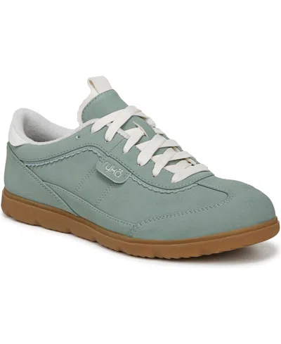 Ryka Women's Effortless Lace Up Court Sneakers In Iceberg Green Faux Suede