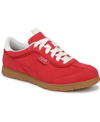 Ryka Women's Effortless Lace Up Court Sneakers In Red Salsa Faux Suede