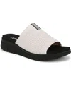 Ryka Women's Epic Slide Wedge Sandals In White Alyssum Knit Fabric