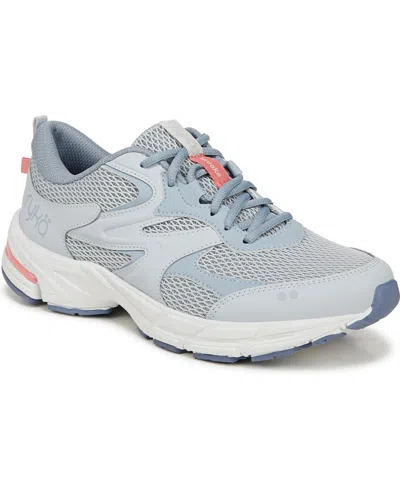Ryka Women's Invoke Lace Up Walking Sneakers In Airy Blue Mesh,leather