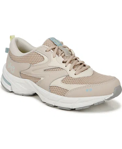 Ryka Women's Invoke Lace Up Walking Sneakers In Terra Taupe Mesh,leather