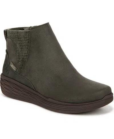 Ryka Women's Noelle Next Water Resistant Wedge Ankle Boots In Alpine Green Microfiber