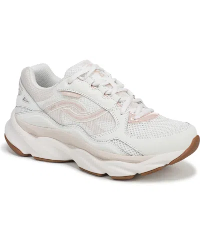 Ryka Women's Rezorb Max Classic Lace Up Walking Sneakers In White Alyssum Leather,mesh