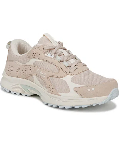 Ryka Women's Sky Stride Round Toe Hiking Sneakers In Tapioca Beige Mesh,suede