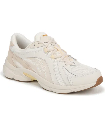 Ryka Women's Skylift Lace Up Walking Sneakers In Gardenia White Mesh,leather,faux Leather