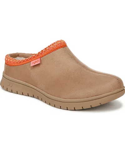 Ryka Women's Stellar Slip On Clogs In Walnut Brown Microfiber Fabric