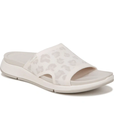 Ryka Triumph Womens Knit Slip On Slide Sandals In White Alyssum Fabric