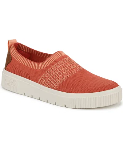 Ryka Women's Vista Round Toe Slip On Sneakers In Orange Paprika Knit Fabric