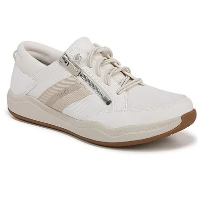 Ryka Womens Zipper Faux Leather Casual And Fashion Sneakers In White Alyssum Fabric,faux Leather