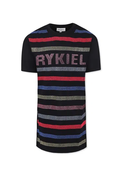 Rykiel Enfant Kids' Black Dress For Girl With Logo