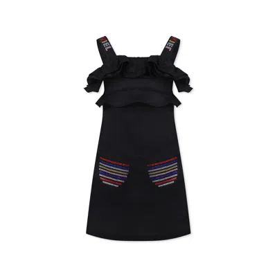 Rykiel Enfant Kids' Black Dress For Girl With Logo
