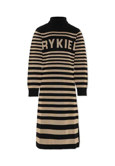 Rykiel Enfant Kids' Black Dress For Girl With Logo