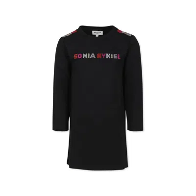 Rykiel Enfant Kids' Black Dress For Girl With Logo