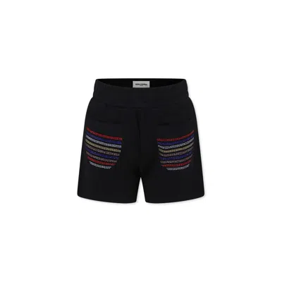 Rykiel Enfant Kids' Black Shorts For Girl With Logo