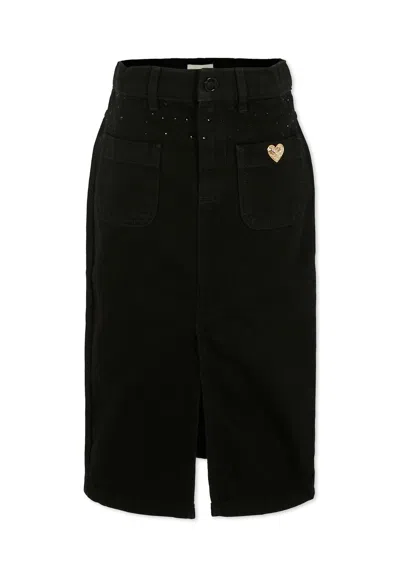 Rykiel Enfant Kids' Black Skirt For Girl With Rhinestones