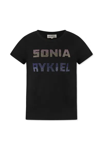 Rykiel Enfant Kids' Black T-shirt For Girl With Logo