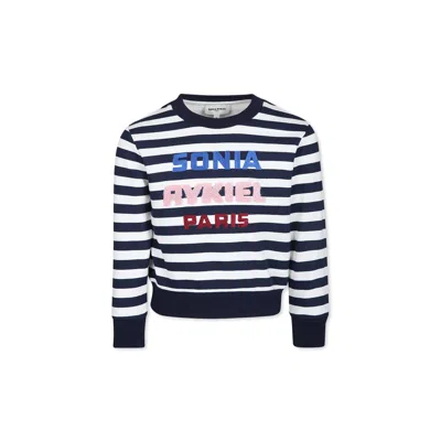 Rykiel Enfant Kids' Blue Sweatshirt For Girl With Logo In Multicolor