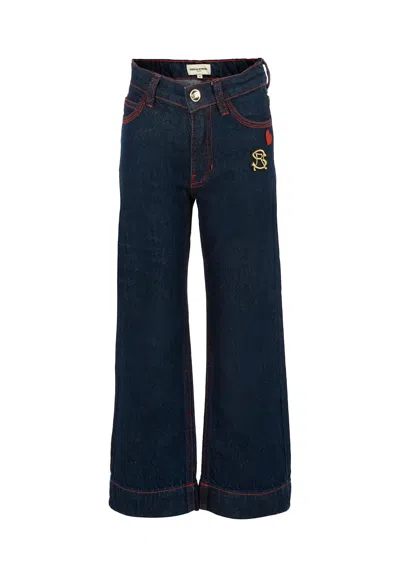 Rykiel Enfant Kids' Denim Jeans For Girl With Logo In Blue