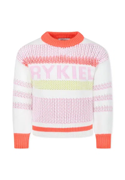 Rykiel Enfant Kids' Ivory Sweater For Girl With Logo