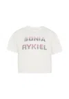 Rykiel Enfant Ivory T-shirt For Girl With Logo In White