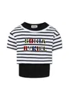 Rykiel Enfant Multicolor Crop T-shirt For Girl With Logo In Multicolor