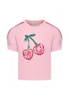 Rykiel Enfant Pink T-shir For Girl With Logo In Pink