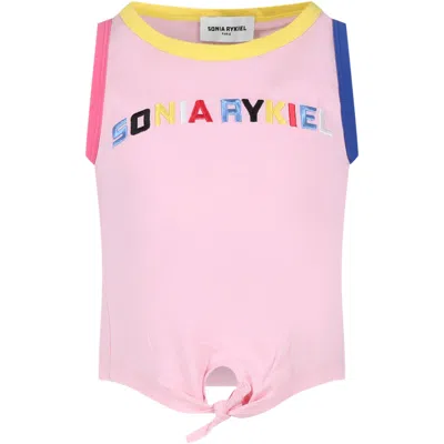 Rykiel Enfant Kids' Pink Tank Top For Girl With Logo