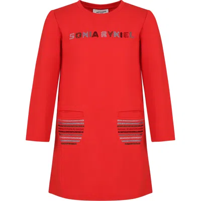 Rykiel Enfant Kids' Red Dress For Girl With Logo