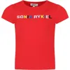 RYKIEL ENFANT RED T-SHIRT FOR GIRL WITH LOGO