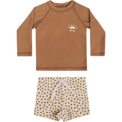 Rylee + Cru Babies'  2-piece Long Sleeve Rashguard & Shorts Swim Set