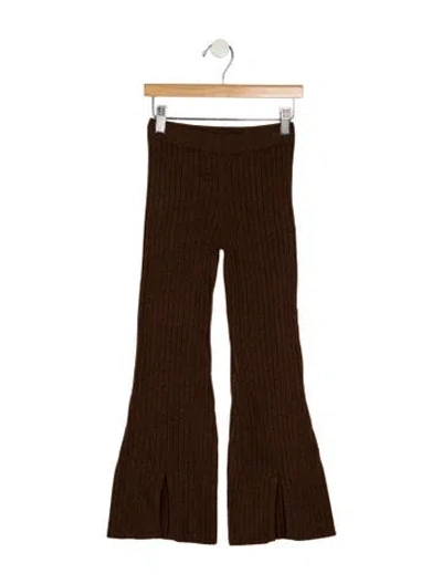 Pre-owned Rylee + Cru Kids' 8-9y Girls Rib Knit Flare Bottoms In Brown
