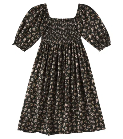 Rylee + Cru Kids' Adelaide Smocked Floral Dress In Black