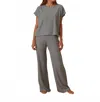 Rylee + Cru Adult Cozy Cozy Knit Top And Pant Set In Eucalyptus In Gray